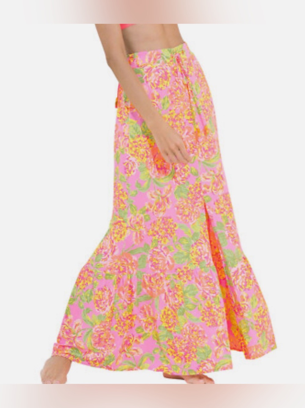 Maaji Cotton Rose Athena Bright Pink Floral Convertible Skirt Swim Cover Up M